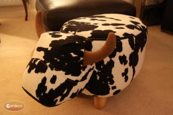 Lulu the Spotted Cow spotted black and white velvet footstool