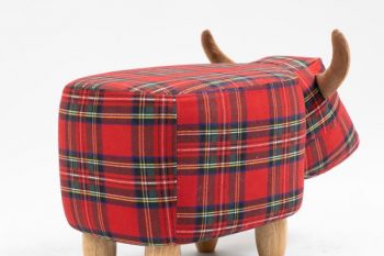 Zara the red tartan cow animal footstool