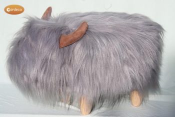 Georgette the Grey Highland Cow synthetic fur footstool