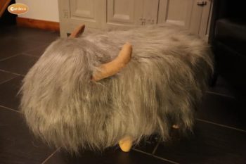 Georgette the Grey Highland Cow synthetic fur footstool