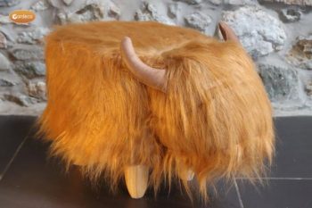 Dillis the Highland Cow synthetic fur footstool